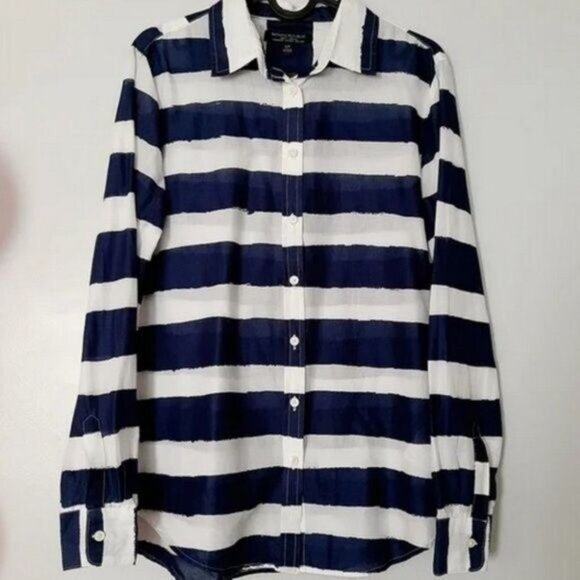 BANANA REPUBLIC Soft-wash Rugby Stripe Shirt Sz S - Picture 3 of 13